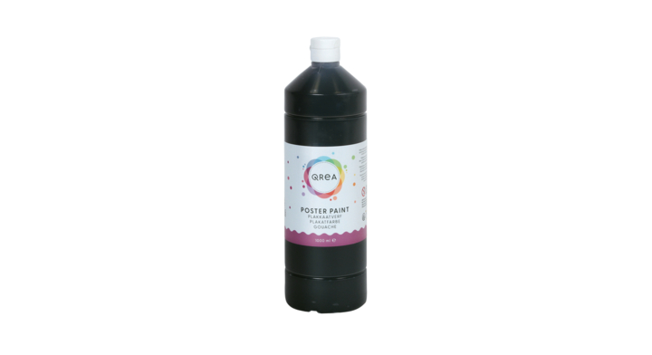 Plakkaatverf qrea zwart 1000ml(47520)