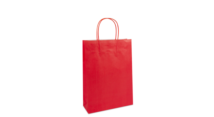 Draagtas, papier, gedraaid koord, 25+10x35cm, rood (250 st)