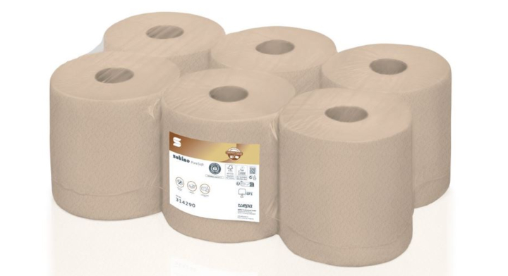 Satino PureSoft | Midi Poetsrol | 150 Meter | 2-Laags | Recycled | CF1 | Soft Beige | 314290 (6 stuks)