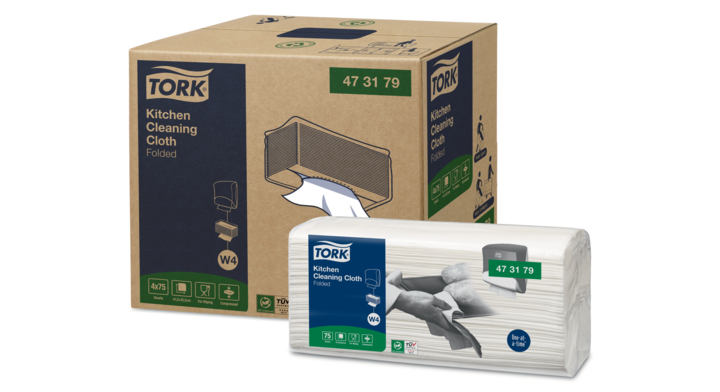 Tork Kitchen Cleaning | Gevouwen Reiningsdoek | 41,5x35,5cm | 1-Laags | W4 | Wit | 473179 (300 stuks)