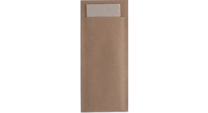 Bestekzakjes, 8.5x20.2cm, gestreept bruin, recycled servet (500 stuks)