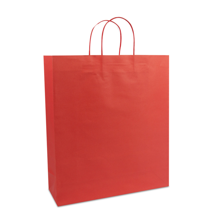 Draagtas, papier, gedraaid koord, 35+12x40cm, rood (250 st) - 0