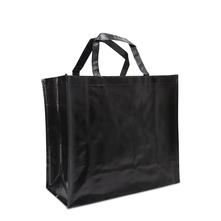 Shopper,  40+12x35cm, PP-woven, korte lus, zwart (100 stuks) - 0