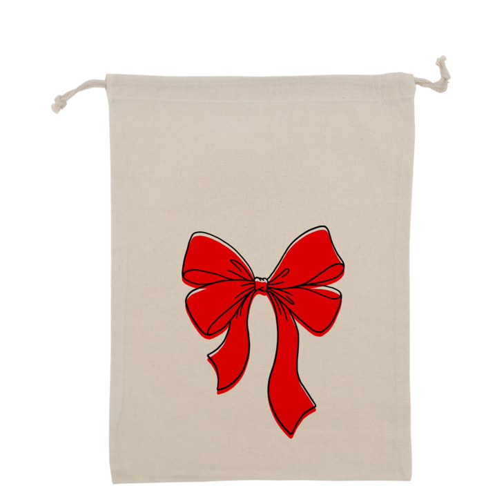 Kerst katoenen geschenkzak , Ribbon, 15x24cm, ecru (100 st) - 0