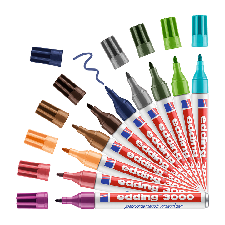 Viltstift edding 3000 perm rond 1.5-3mm blauw - 3