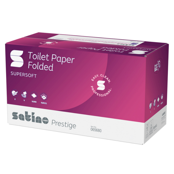 Satino Prestige | Gevouwen Toiletpapier | 21x9,8cm | 2-Laags | BT1 | Wit | 065680 (9.000 stuks) - 1