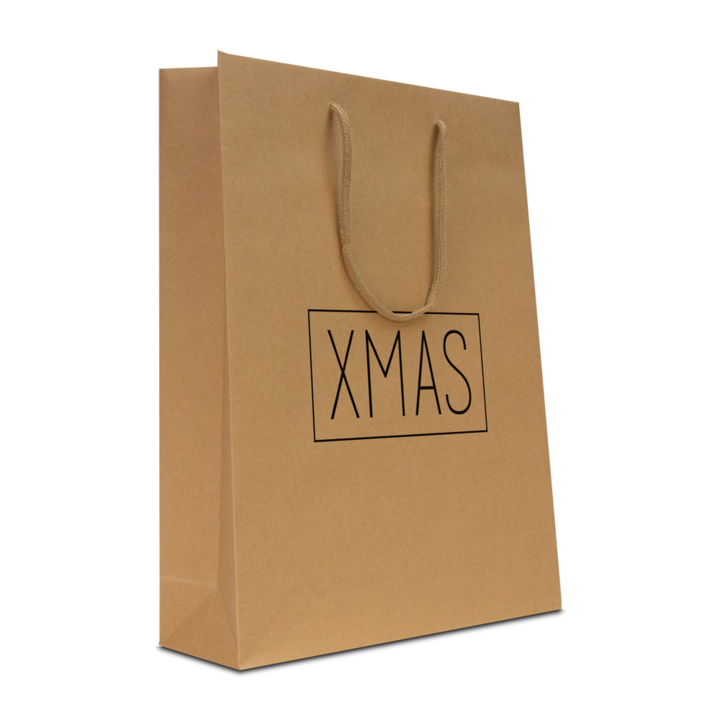 Luxe tas papier, Kerst, 31+10x40cm, dessin XMAS, bruin(100) - 0