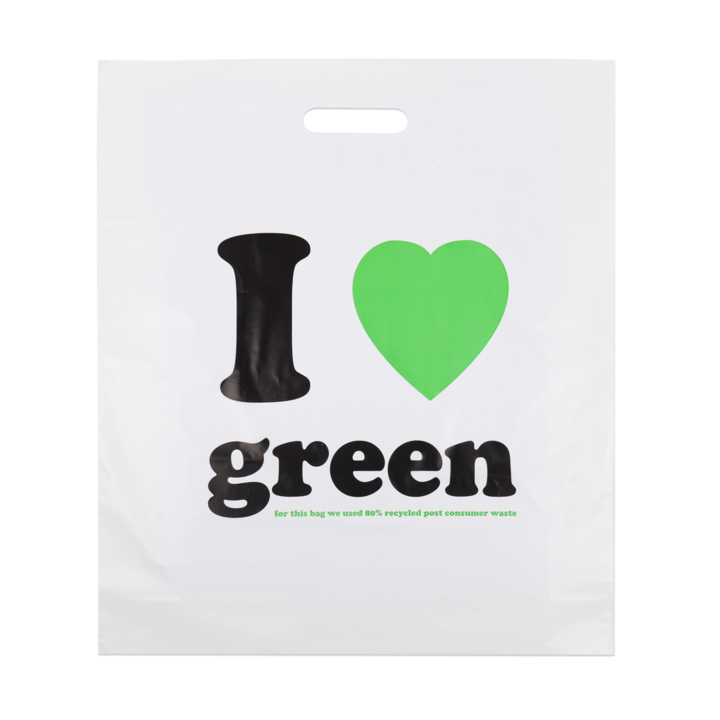 Draagtas, 45x50+2x5cm, recycled, dkt, I love green (500 st) - 0