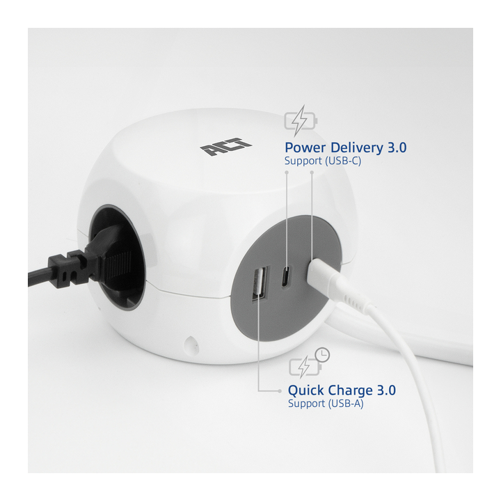 Stekkerblok act 3vdig incl 2x usb c/a wt/gs(8716065556025) - 2