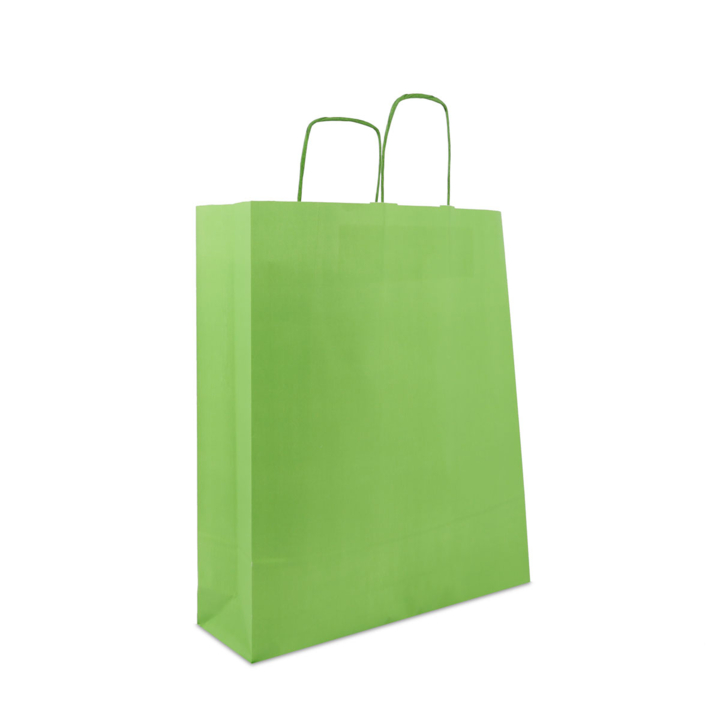 Draagtas, papier, gedraaid, 35+14x41cm, basic, groen (250st) - 0