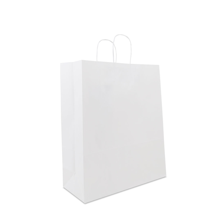 Draagtas, papier, gedraaid, 35+14x41cm, basic, wit (250 st) - 0