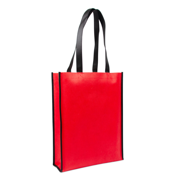 Shopper, non-woven, 31+10x40cm, rood, zwarte lus (100 stuks) - 0