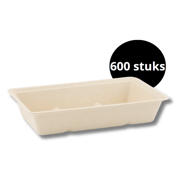 Snackbakje, suikerriet, A14, 190x118x36mm (600 stuks) - 0