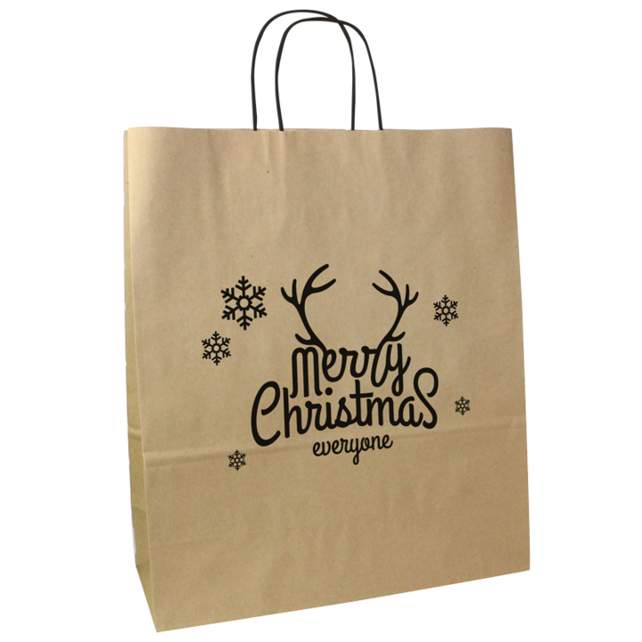 Tas papier Kerst, 22+10x28cm, dessin Merry Chrristmas (250) - 0