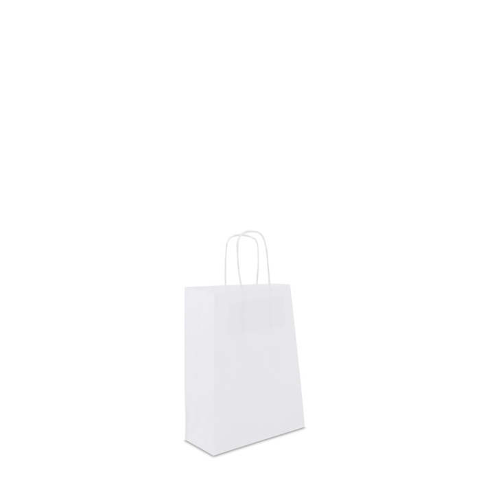 Draagtas, papier, gedraaid, 18+8x24cm, basic, wit (250 st) - 0