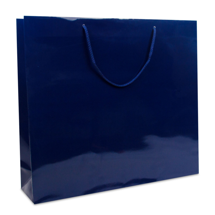 Luxe draagtas, papier, 51+13x45cm, glans-blauw (100 stuks) - 0