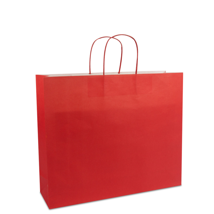 Draagtas, papier, gedraaid koord, 42+12x35cm, rood (250 st) - 0