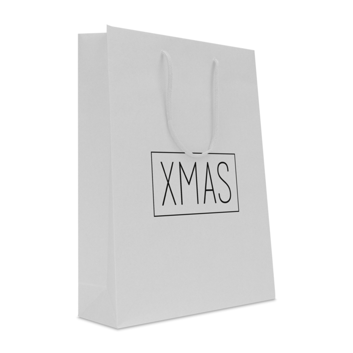 Luxe tas papier, Kerst, 31+10x40cm, dessin XMAS, wit (100) - 0