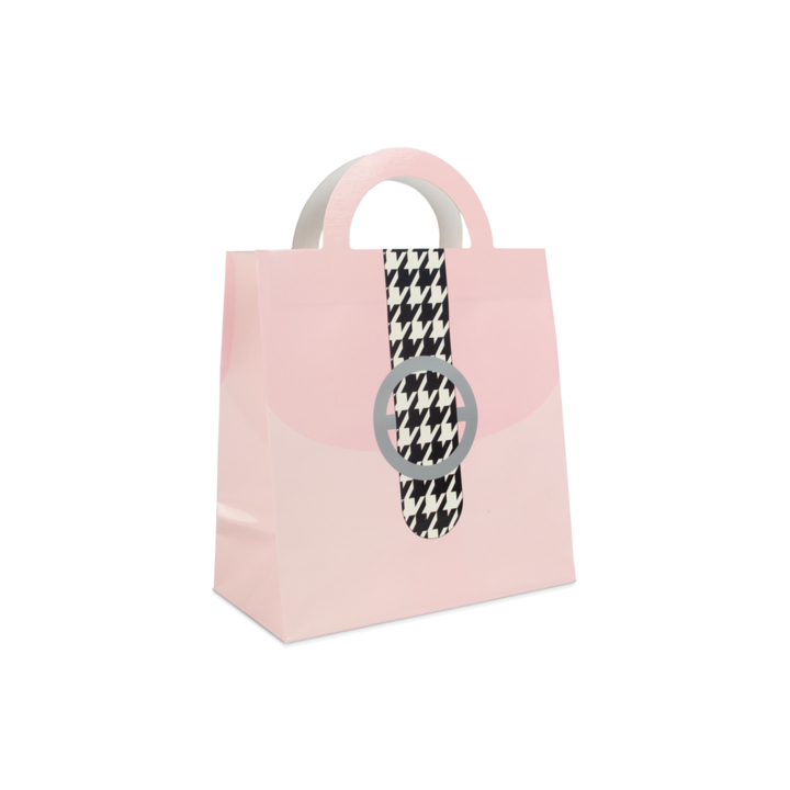 Cadeau-tas, papier, 24+12x25cm, pepita, roze (100 stuks) - 0