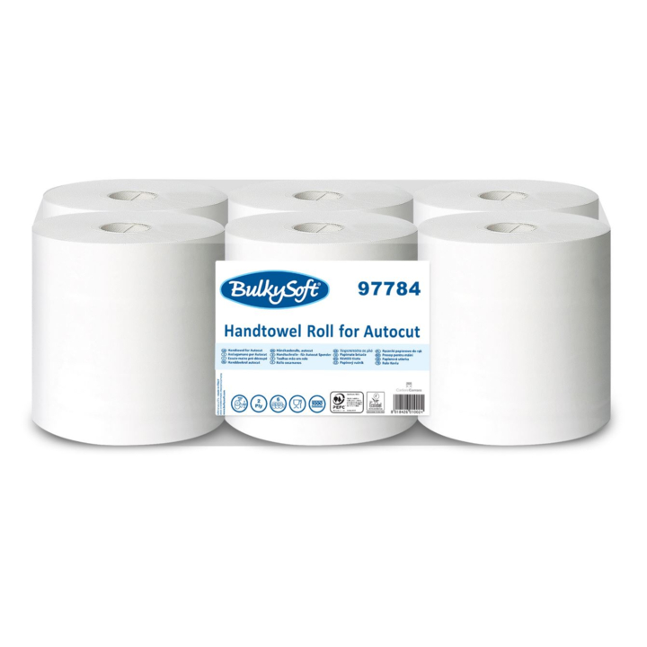 BulkySoft Classic | Handdoekrol | 160 Meter | 2-Laags | Wit | 97784 (6 stuks) - 0