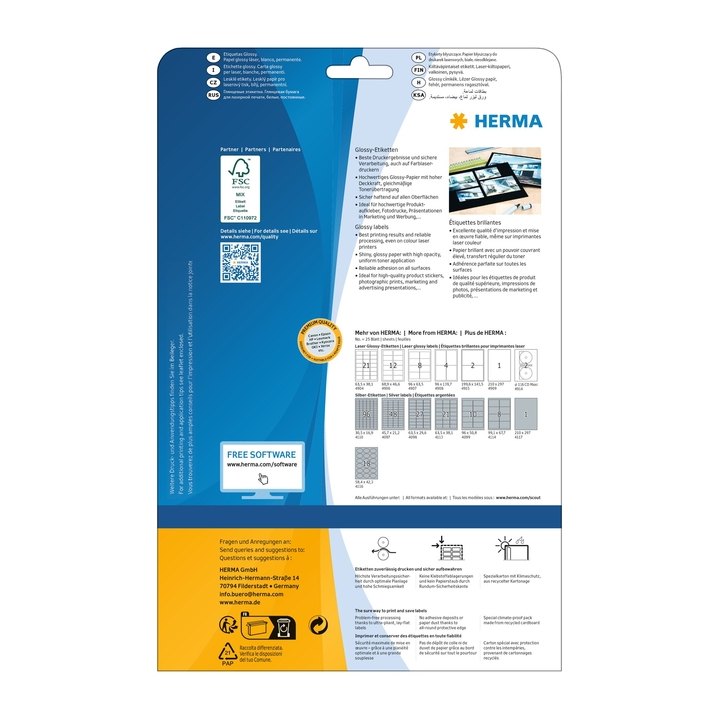 Etiket herma 4609 52.5x21.2mm a4 premium 11200st wt(4609) - 1
