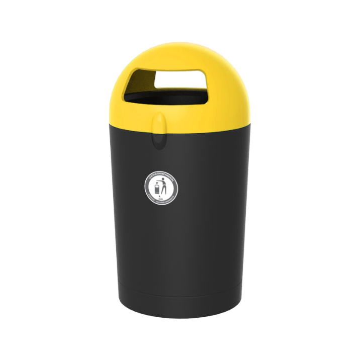 Metro Dome, buitenafvalbak, 100 liter, geel/zwart, VB 719211 - 0