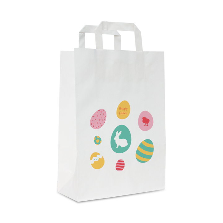 Pasen papieren draagtassen, 26+12x35cm, wit, (250st) - 0