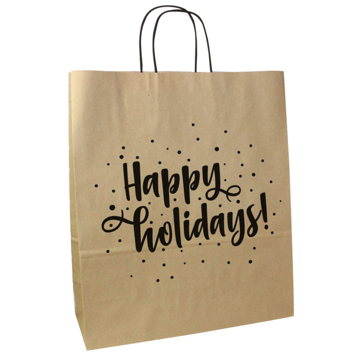 Tas papier Kerst, 32+12x40cm, dessin Happy Holidays (250 st) - 0