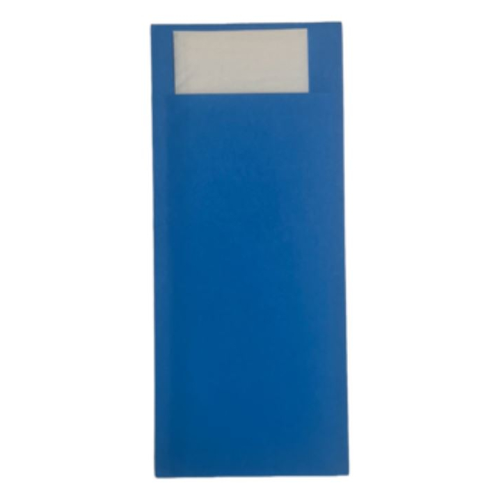 Bestekzakjes, 8.5x20.2cm, fel blauw, wit servet (500 stuks) - 0