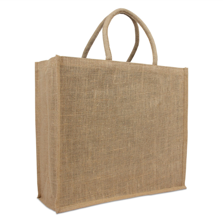 Draagtas, jute, 45+17x40cm, naturel, katoenen lus (50 stuks) - 0