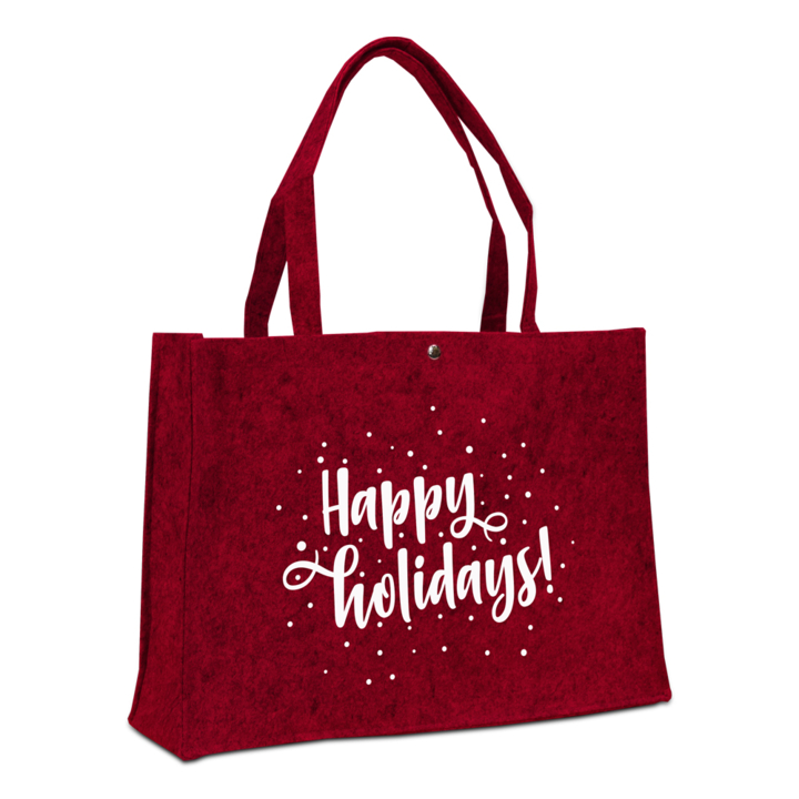 Vilten tas Kerst, 45+15x33cm, , Happy Holidays, rood (50) - 0