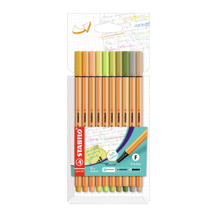 Fineliner stabilo point 88/10 f nieuwe kleuren ass(8810-22-5 - 0