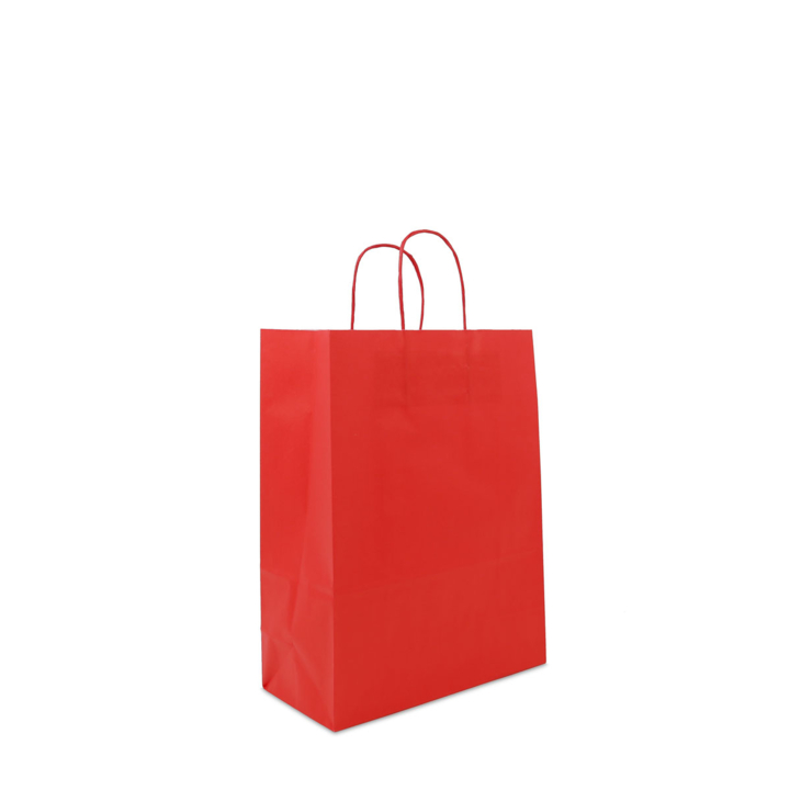 Draagtas, papier, gedraaid, 26+12x34cm, basic, rood (250 st) - 0