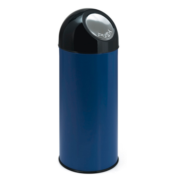 Afvalbak met pushdeksel, 55 liter, blauw/zwart, VB 470001 - 0