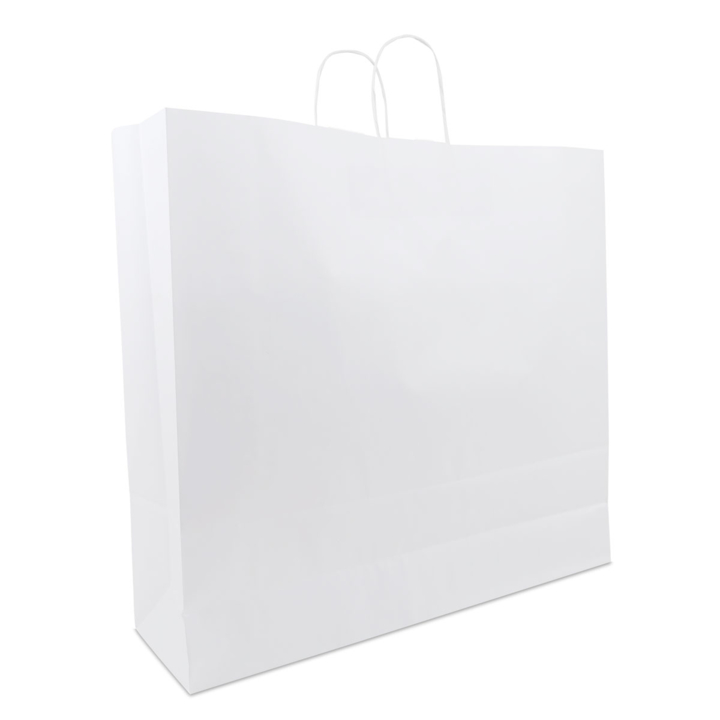 Draagtas, papier, gedraaid, 54+15x49cm, basic, wit (100 st) - 0