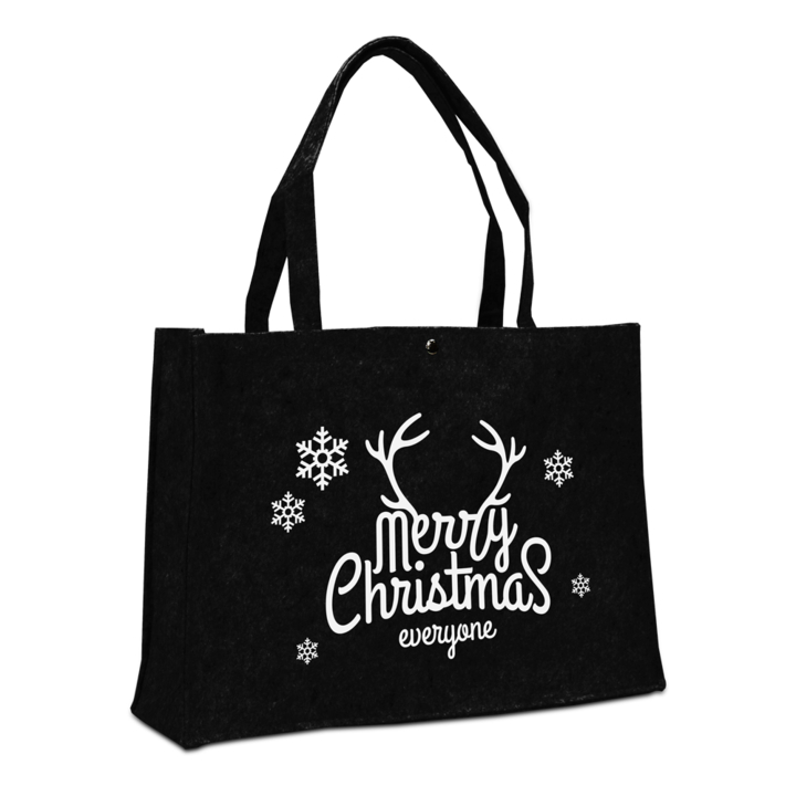 Vilten tas Kerst, 45+15x33cm, , Merry Christmas, zwart (50) - 0