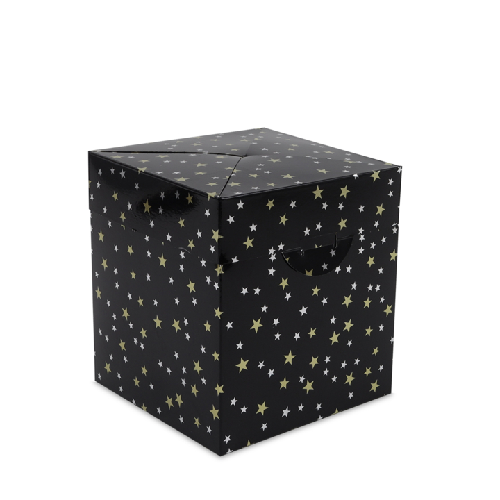 Pop-up doos, Kerst, 15x15x16cm, dessin Stars, zwart (50 st) - 0