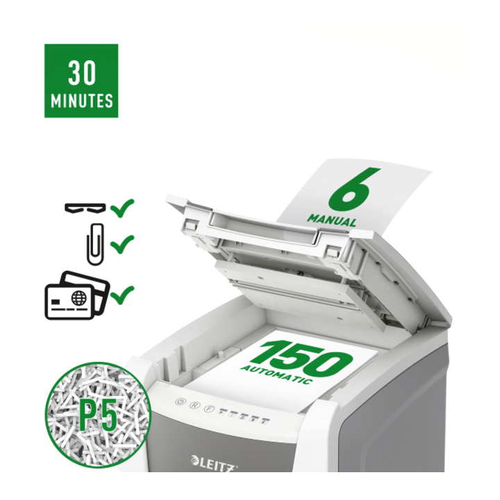 Papiervernietiger leitz iq auto+ office 150 p5 2x15mm(801400 - 3