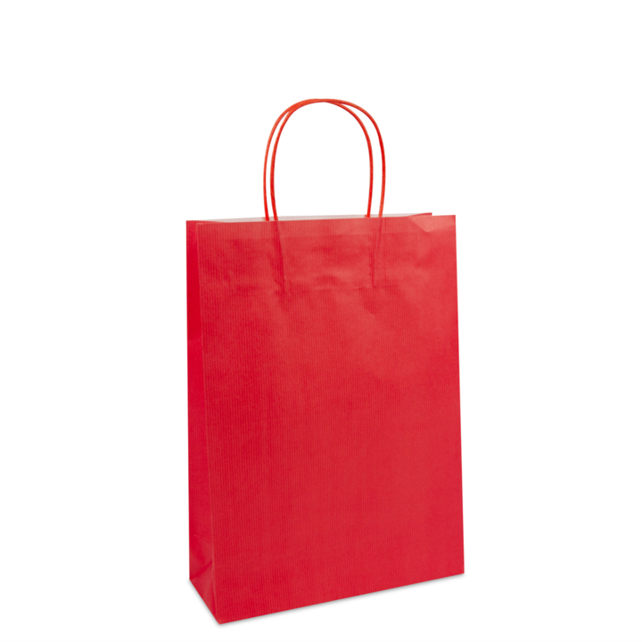 Draagtas, papier, gedraaid koord, 25+10x35cm, rood (250 st) - 0