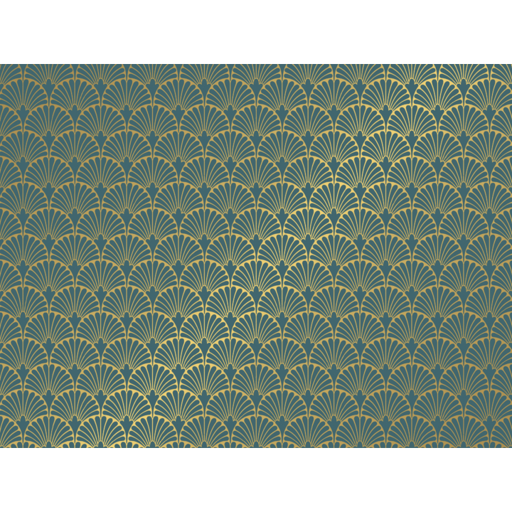 Cadeaupapier 30cm x 100m Artdeco Petrol/Gold R78002B - 0