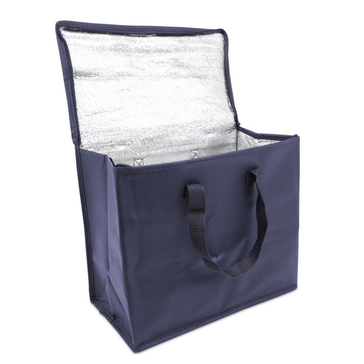 Koeltas, non-woven, 36+20x30cm, ritssluiting, blauw (50 st) - 0