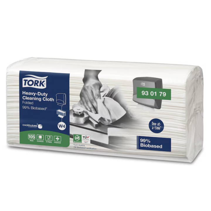 Tork Heavy-Duty | Gevouwen Reinigingsdoek | 99% Biobased | 41,5x35,5cm | 1-Laags | W4 | Wit | 930179 (420 stuks) - 2