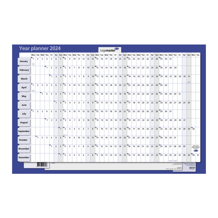 Jaarplanner lega horizontaal 60x90cm gelamineerd - 0