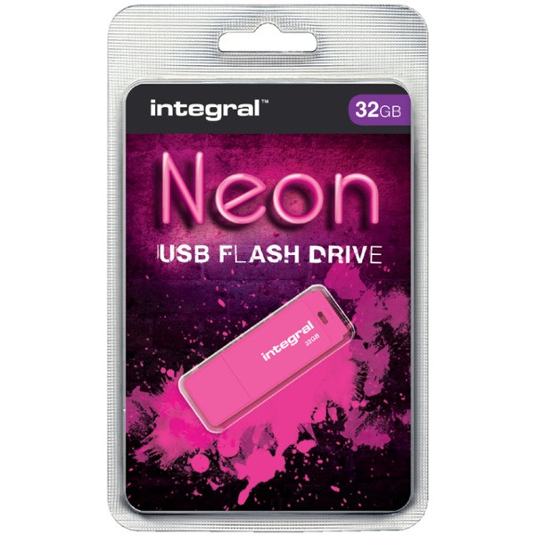 Usb-stick integral fd 32gb neon roze(infd32gbneonpk)