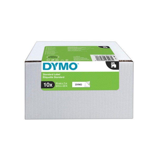 Labeltape dymo 45803 19mmx7m d1 wit/zwart(2093098) stuk/10