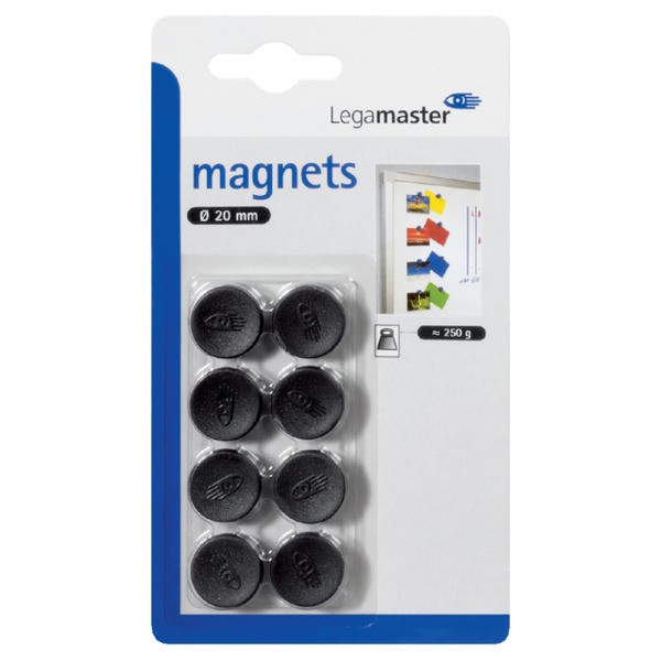 Magneet legamaster 20mm zwart blister 8 stuks