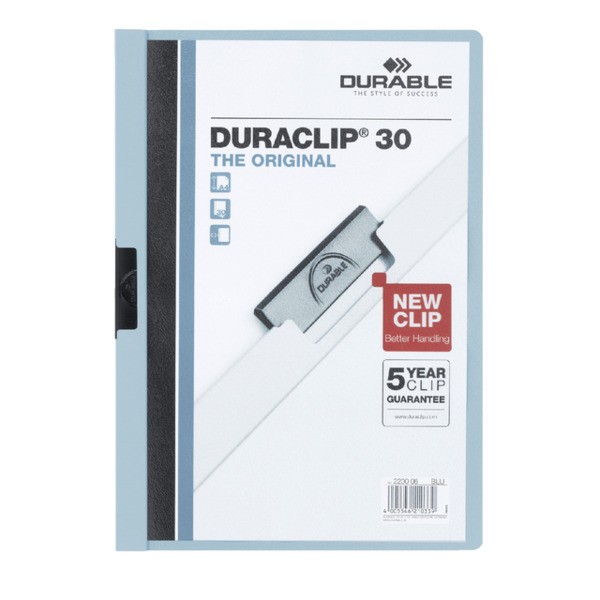 Klemmap durable 2200 a4 pl/tr 3mm lichtblauw