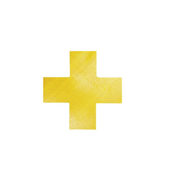 Vloermarkeringssticker in kruisvorm, geel (pak á 10 stuks)