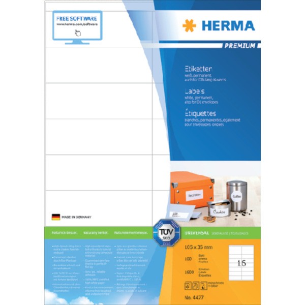 Etiket herma superprint 4427 105x35mm 1600st