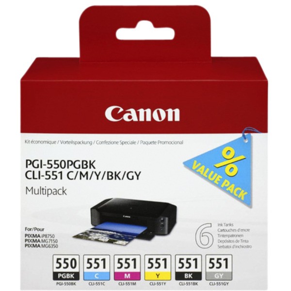 Inkcartridge canon pgi-550 cli-551 zwart 5 kleuren(6496b005)